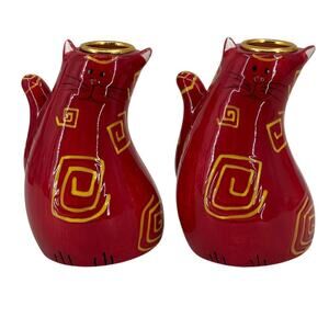 Bella Casa Ganz Cat Taper Candle Holders Set of 2 Ceramic Kitty Figurines